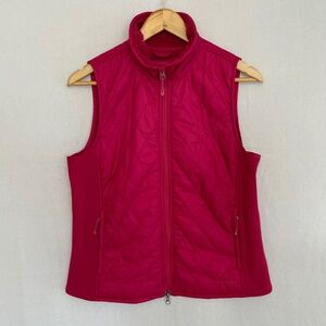 L.L. Bean Quilted Fleece Lined Magenta Pink Vest Size Medium Petite